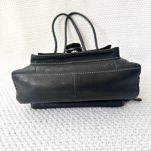 Fossil Vintage Y2K Black Faux Leather Boxy Front Flap Buckle Pocket Shoulder Bag - Picture 6 of 10